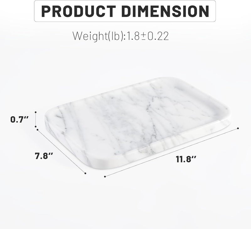 karibiber Arabescato Marble Vanity Tray - Decorative Organizer for Bathroom Countertop, Dresser, Kitchen Sink - Image 5